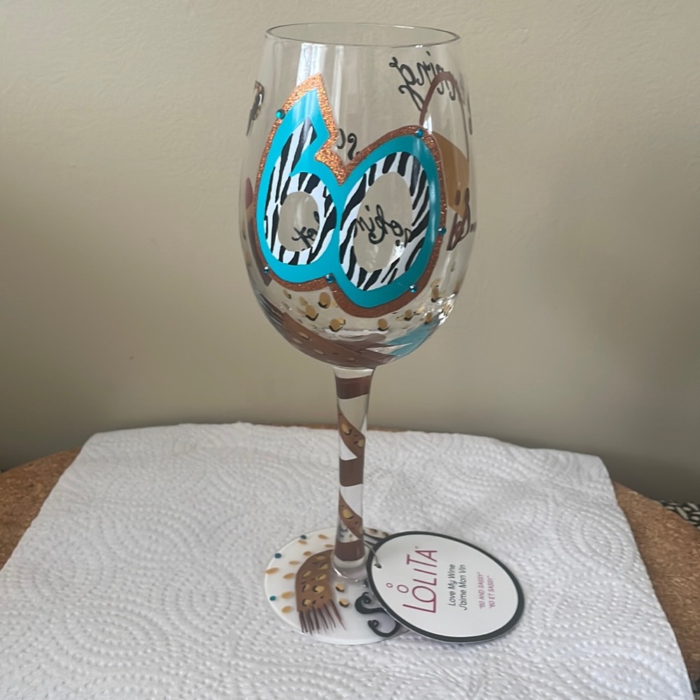 💙60 and Sassy 15oz wine glass